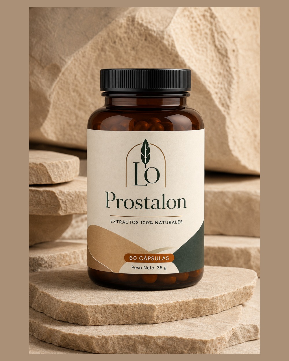 Prostalon en una composición de estudio con tonos crema y verdes